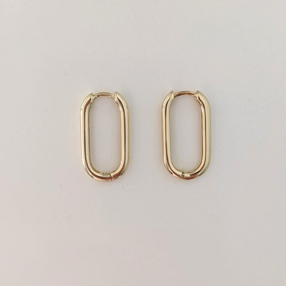 Gold Filled Rectangle Hoops - Picture 2 of 2